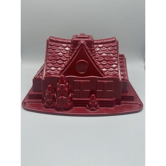 Nordic Ware Red Bundt Gingerbread House Cottage Cake Mold Non Stick 9 Cups - Picture 1 of 5